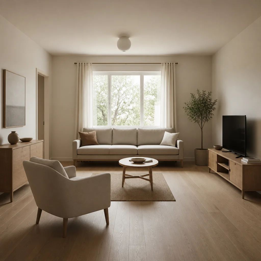 Before: Same furniture, different plan. Layout and lighting did the heavy lifting, not new purchases.