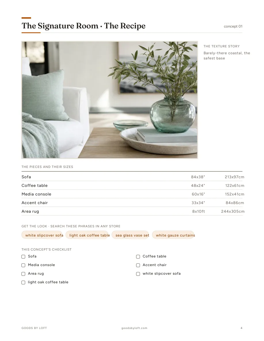 Every recipe page: close-up render, sizes, search phrases