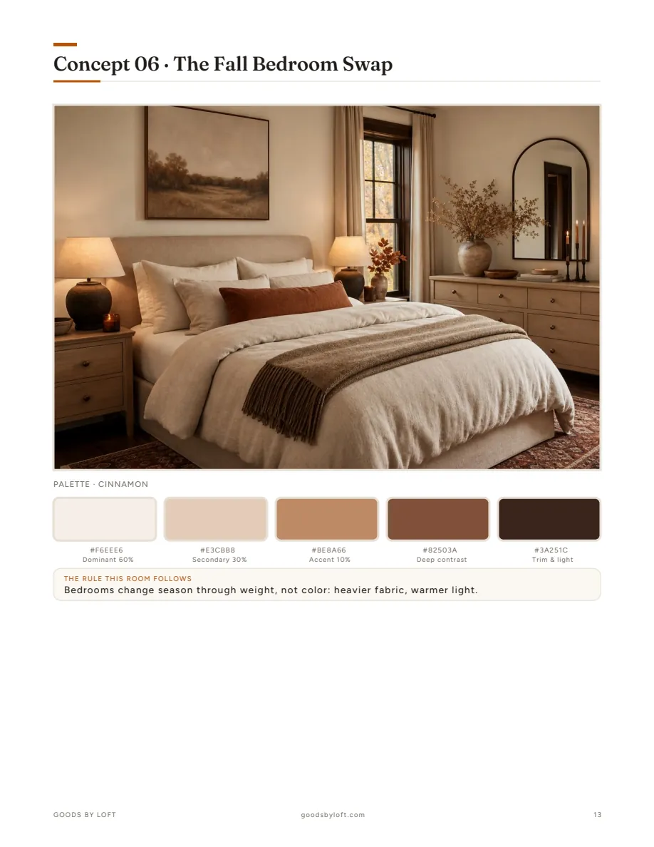 Concept 06: the fall bedroom swap