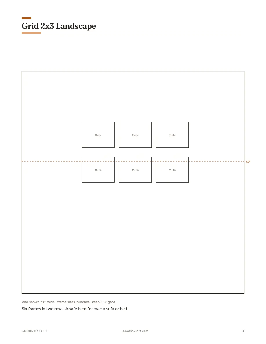 A layout page with the 57-inch center line