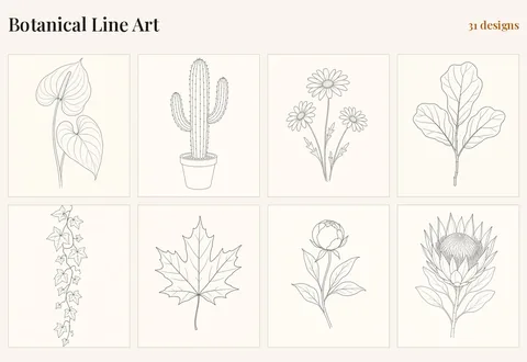 Botanical Line Art, 31 designs