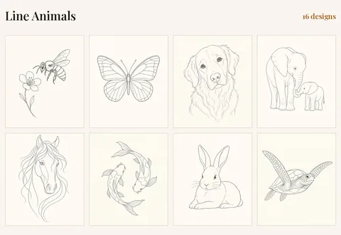 Line Animals, 16 designs