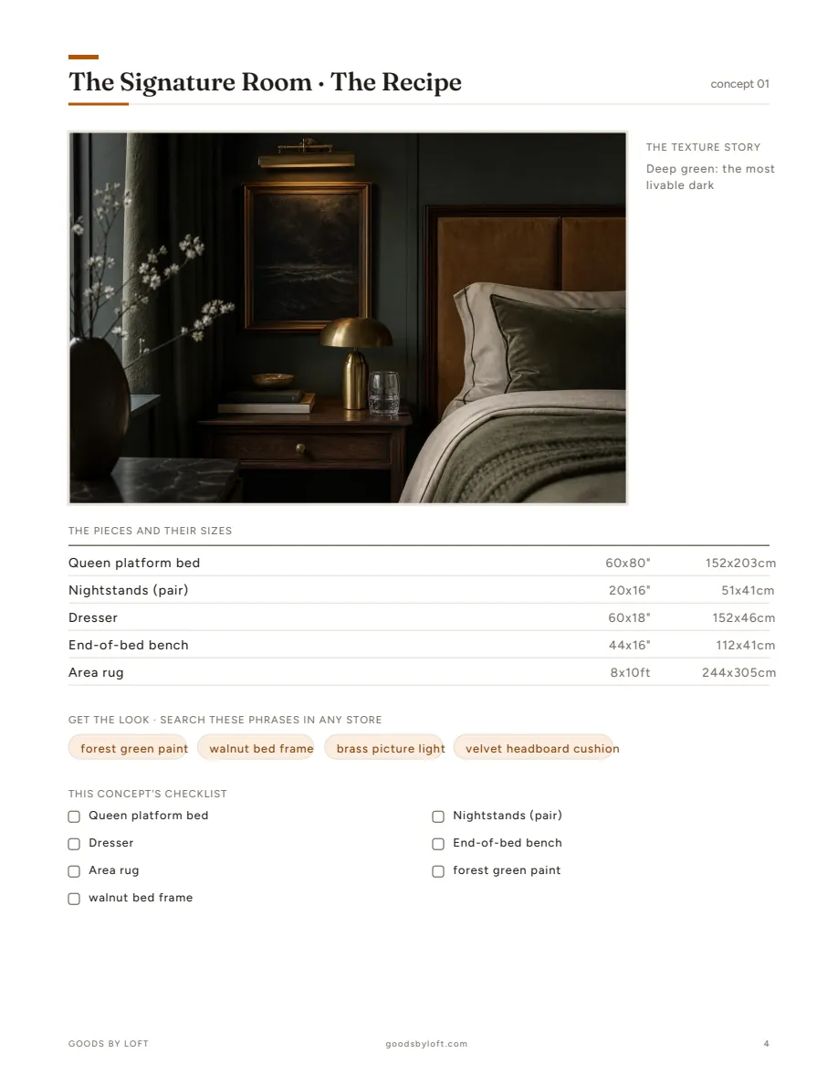 Every recipe page: close-up render, sizes, search phrases