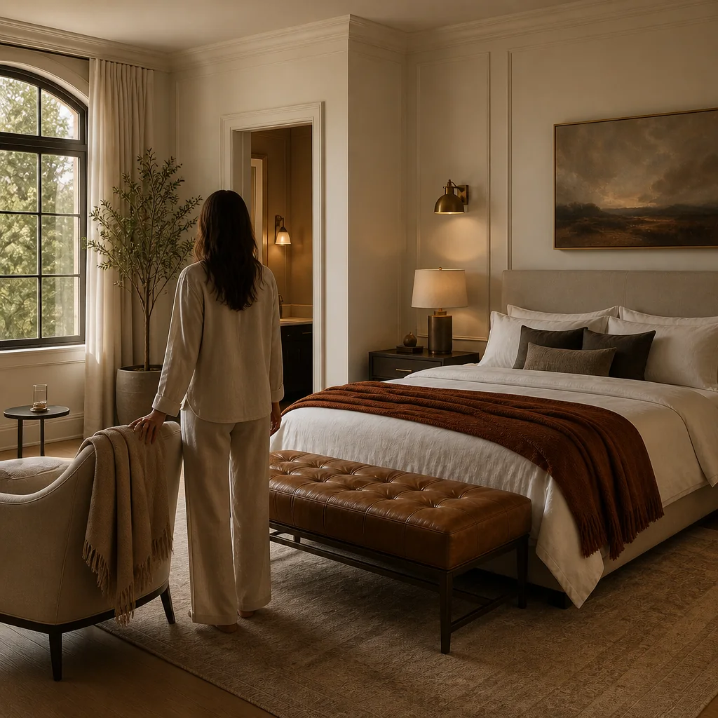Dark rooms don't fail from the paint. They fail from one sad ceiling bulb. (render)